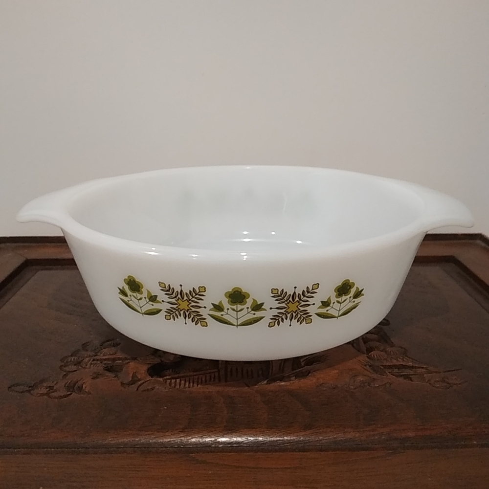 Vintage Fire King Green Meadow Cottagecore Grandmacore Cabincore Bake Dish